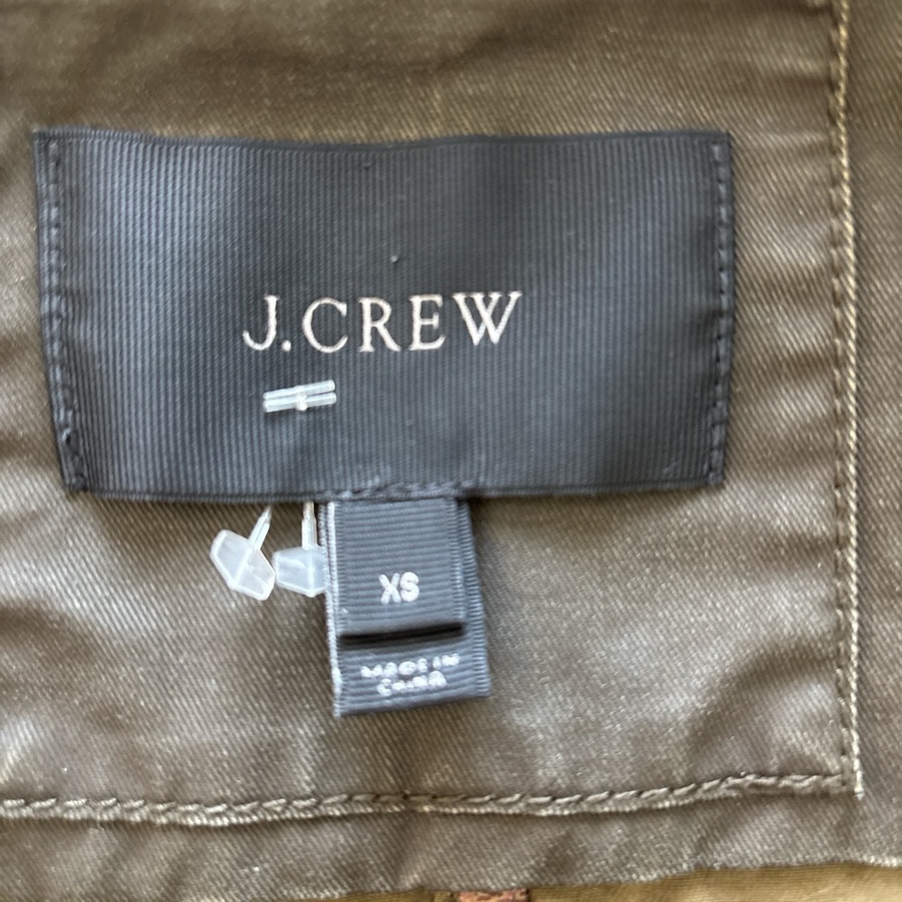 J Crew Downtown Waxed Cotton Field Military Jacket sz XS Petite Women Green - Picture 4 of 8